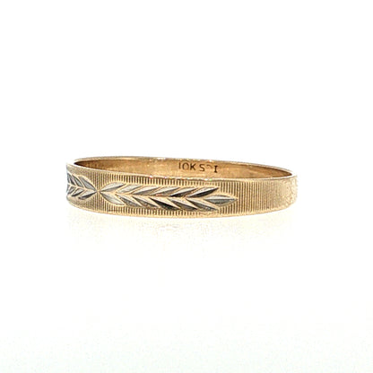 Vintage Mid-Century Engraved Men's Wedding Band 10k