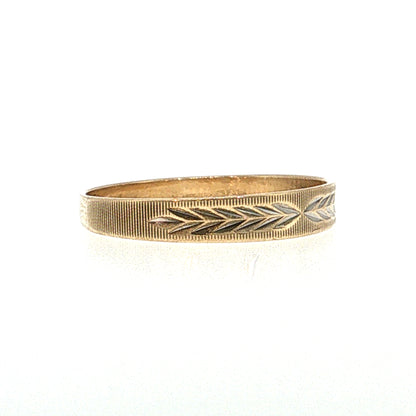Vintage Mid-Century Engraved Men's Wedding Band 10k