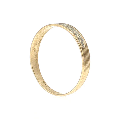 Vintage Mid-Century Engraved Men's Wedding Band 10k