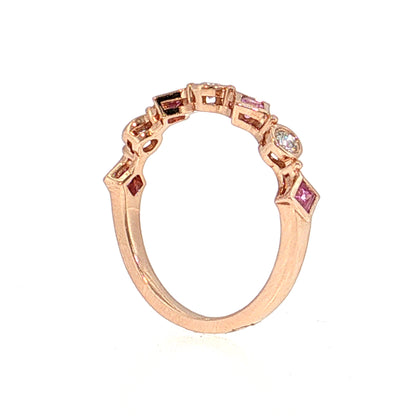Pink Sapphire & Diamond Stacking Ring 14k Rose Gold
