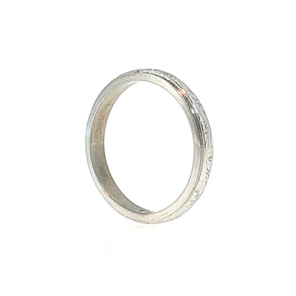 Antique Art Deco Engraved Wedding Band 18k White Gold