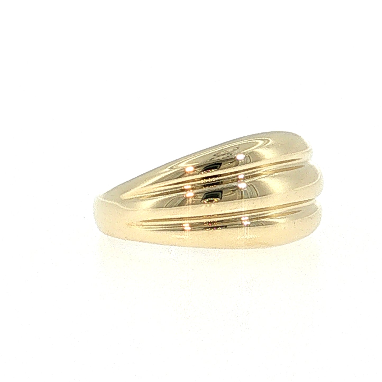 Ridged Puffy Cocktail Ring 14k Yellow Gold