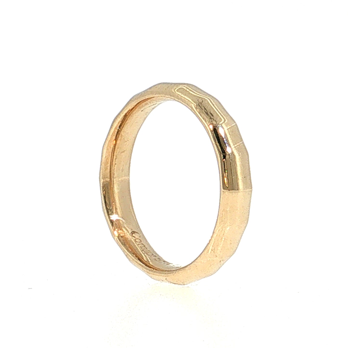 Faceted Comfort Fit Wedding Band 14k Yellow Gold