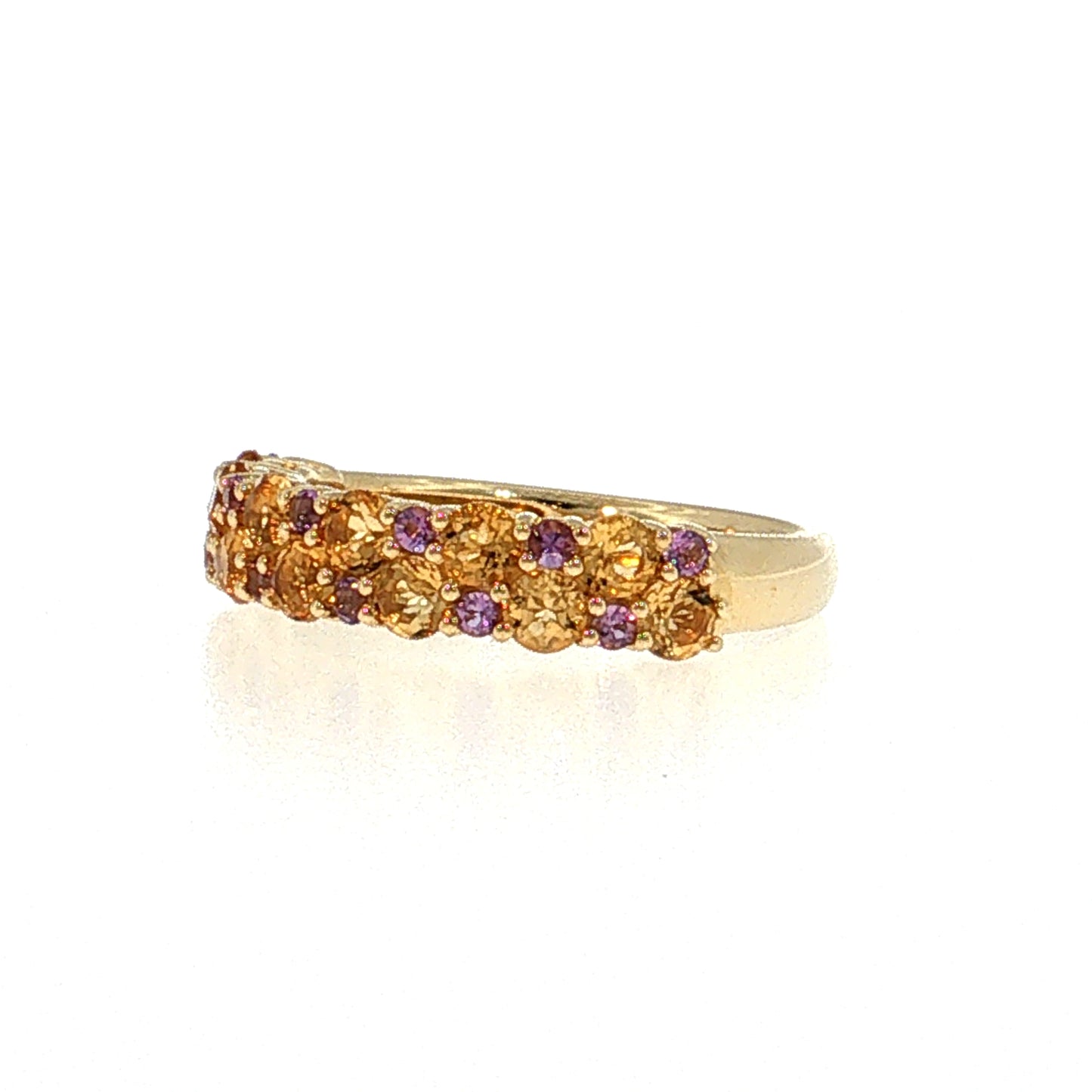 1.25 Citrine & Amethyst Stacking Ring 14k Yellow Gold