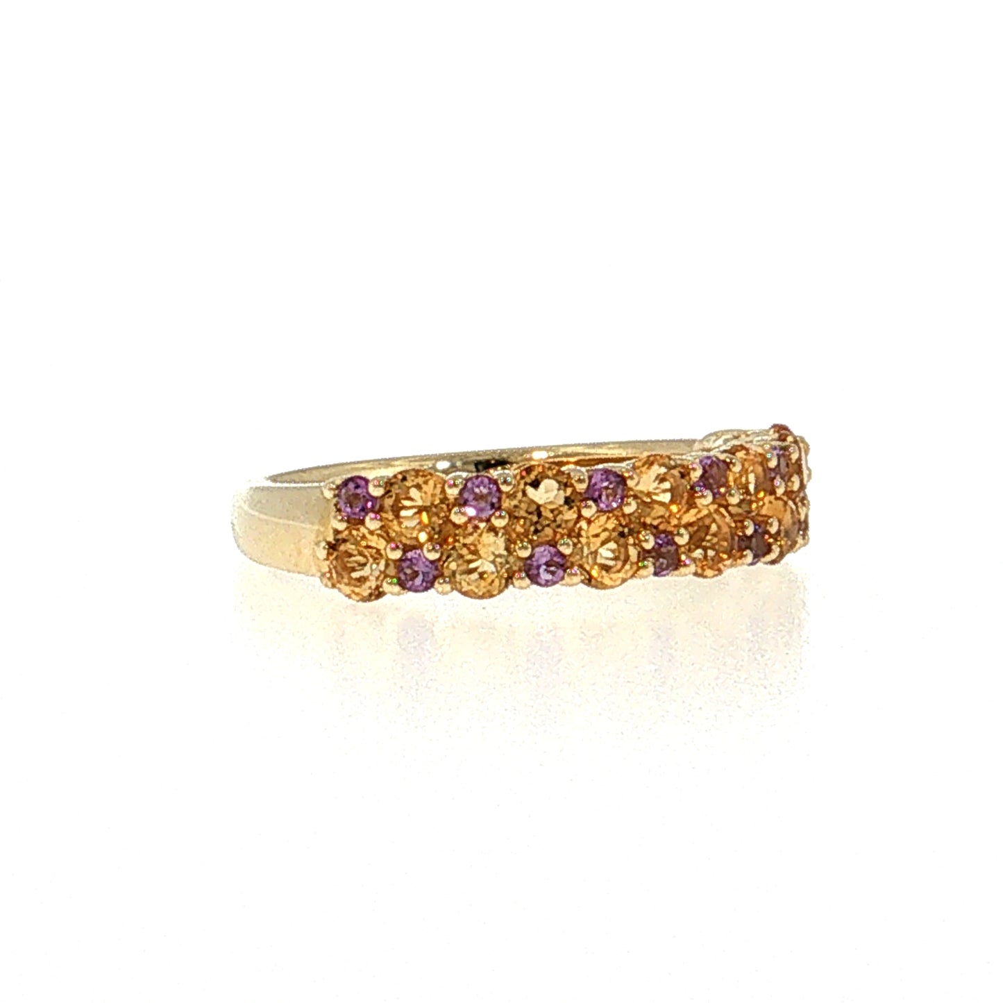 1.25 Citrine & Amethyst Stacking Ring 14k Yellow Gold