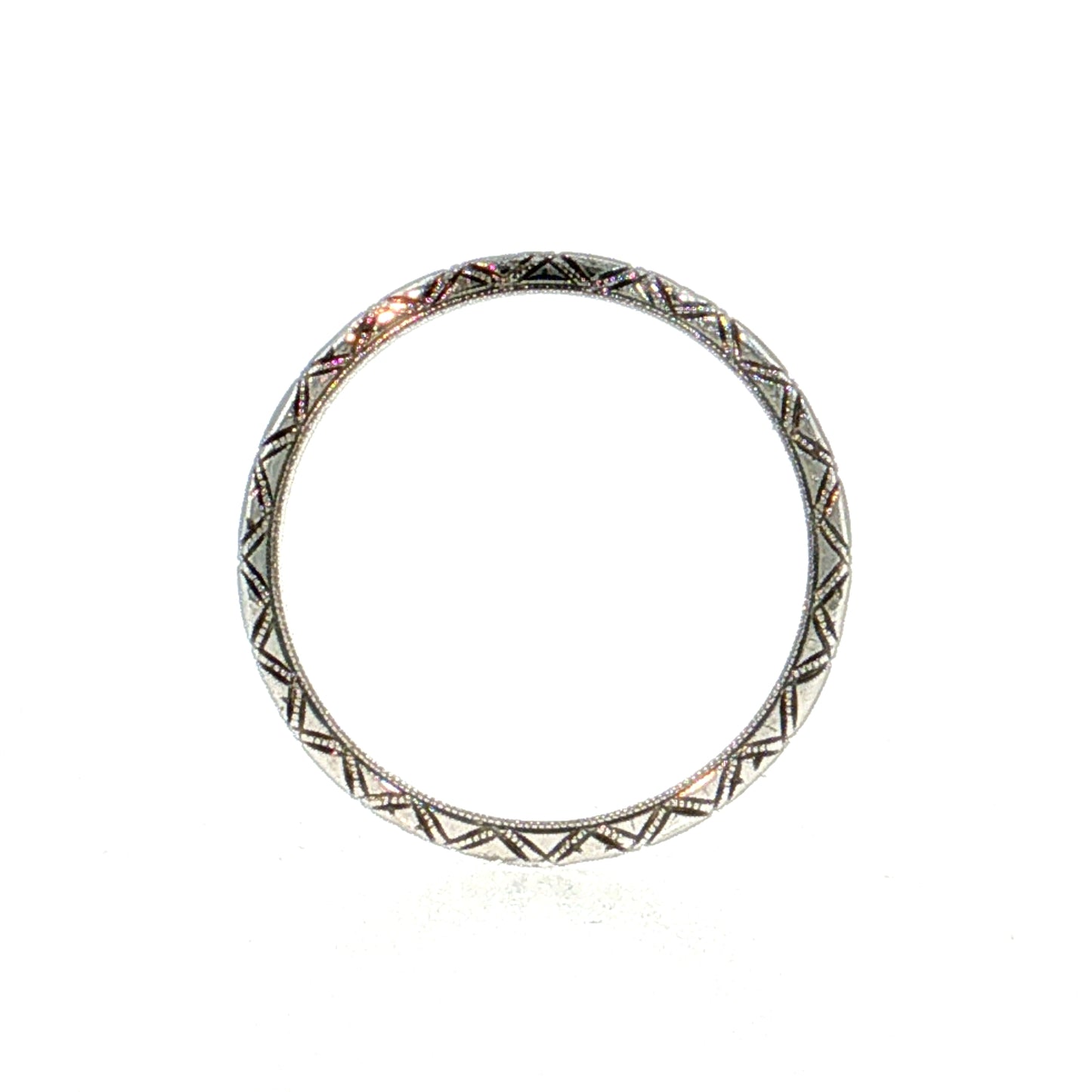 Antique Art Deco Engraved Wedding Band 18k White Gold