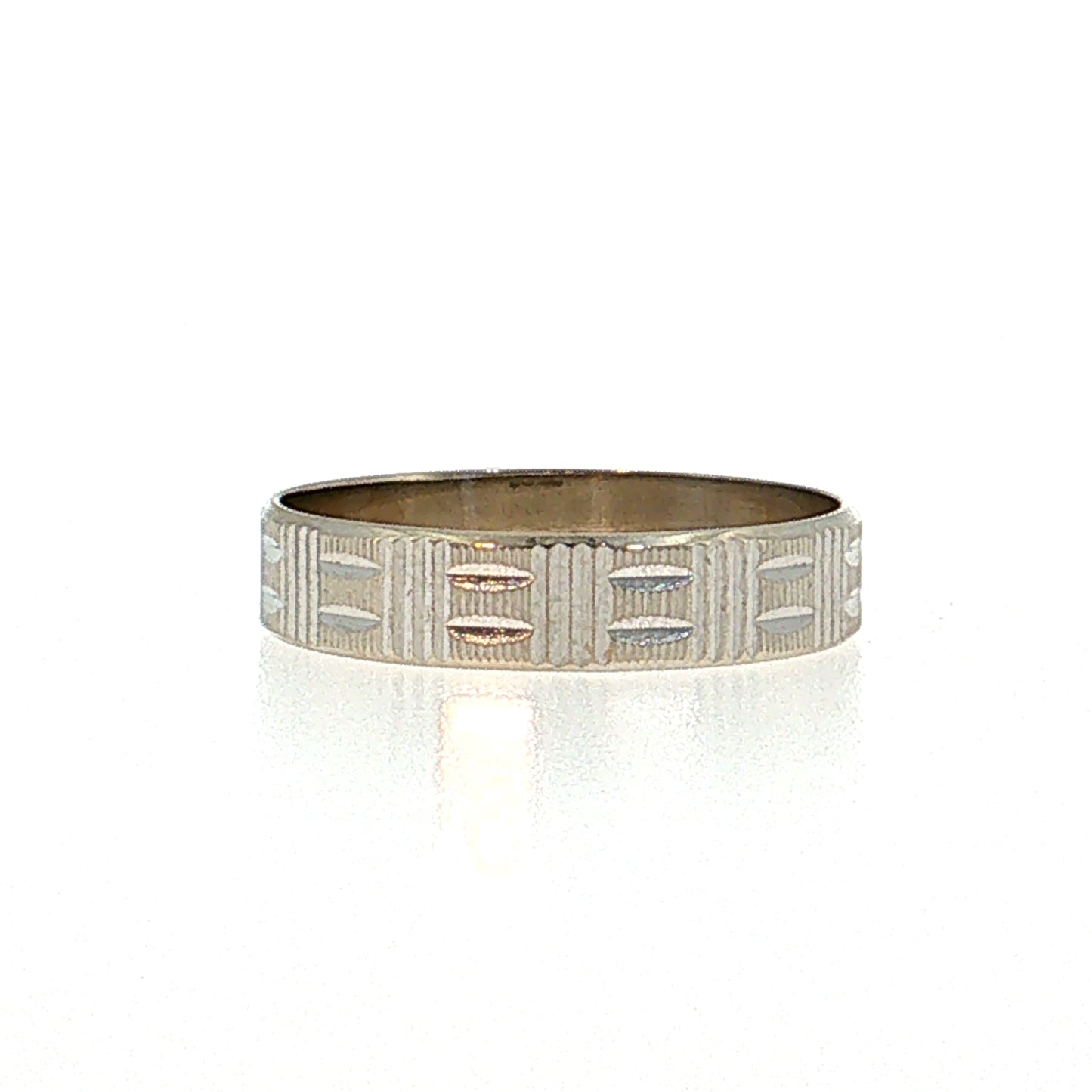 Engraved Wedding Band 14k White Gold