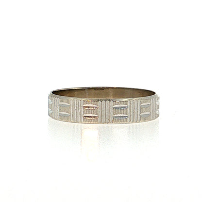 Engraved Wedding Band 14k White Gold