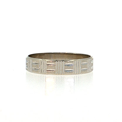 Engraved Wedding Band 14k White Gold