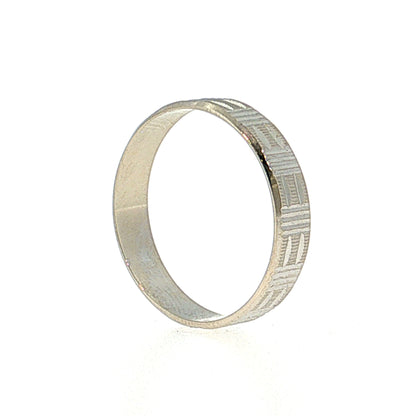 Engraved Wedding Band 14k White Gold