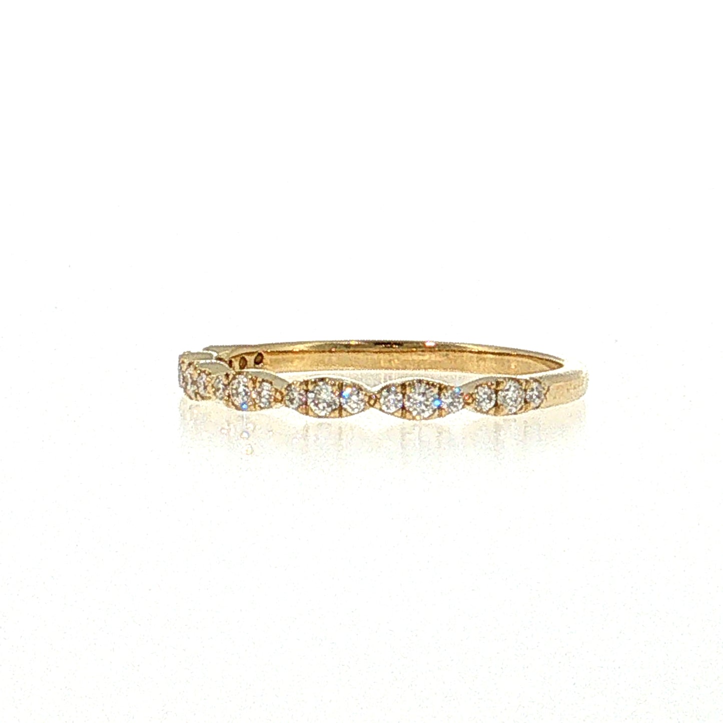 .21 Diamond Pave Stacking Wedding Band 14k Yellow Gold