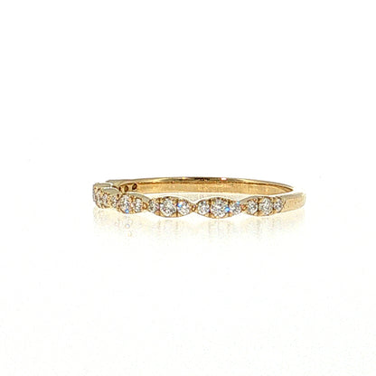 .21 Diamond Pave Stacking Wedding Band 14k Yellow Gold
