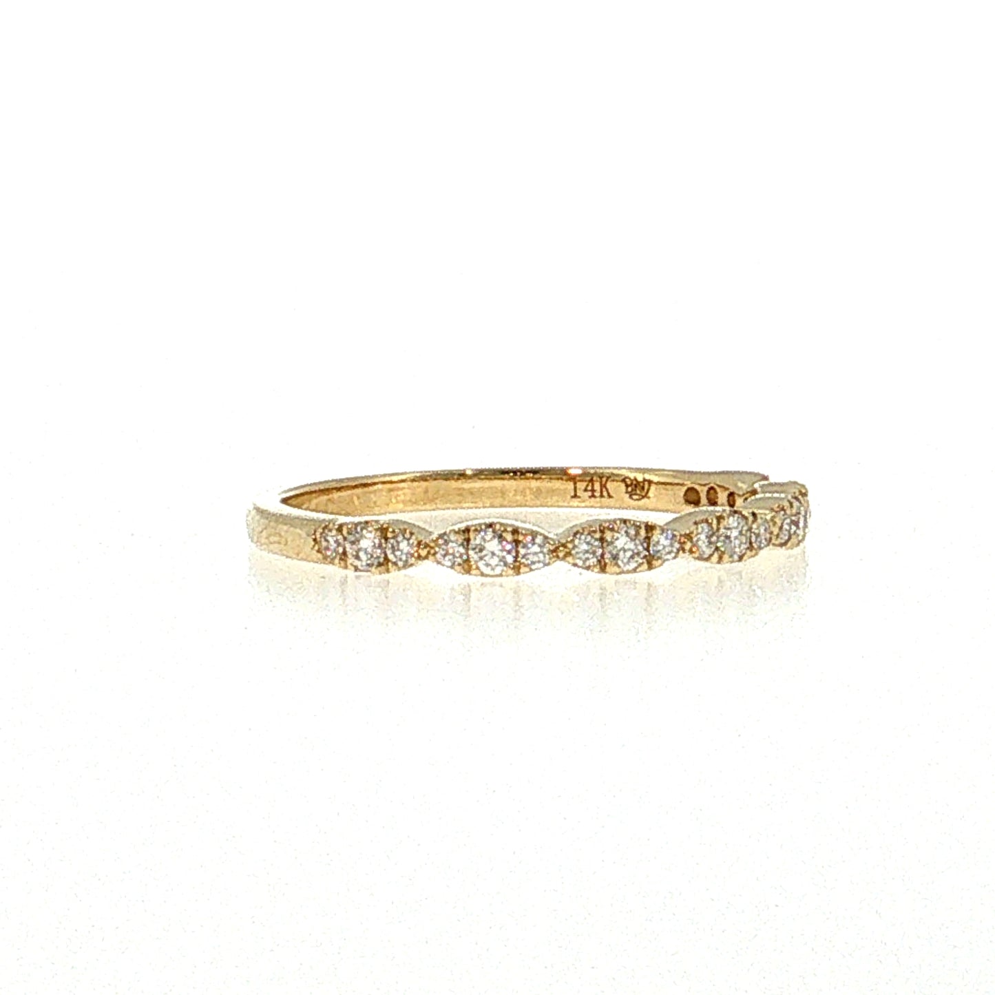.21 Diamond Pave Stacking Wedding Band 14k Yellow Gold