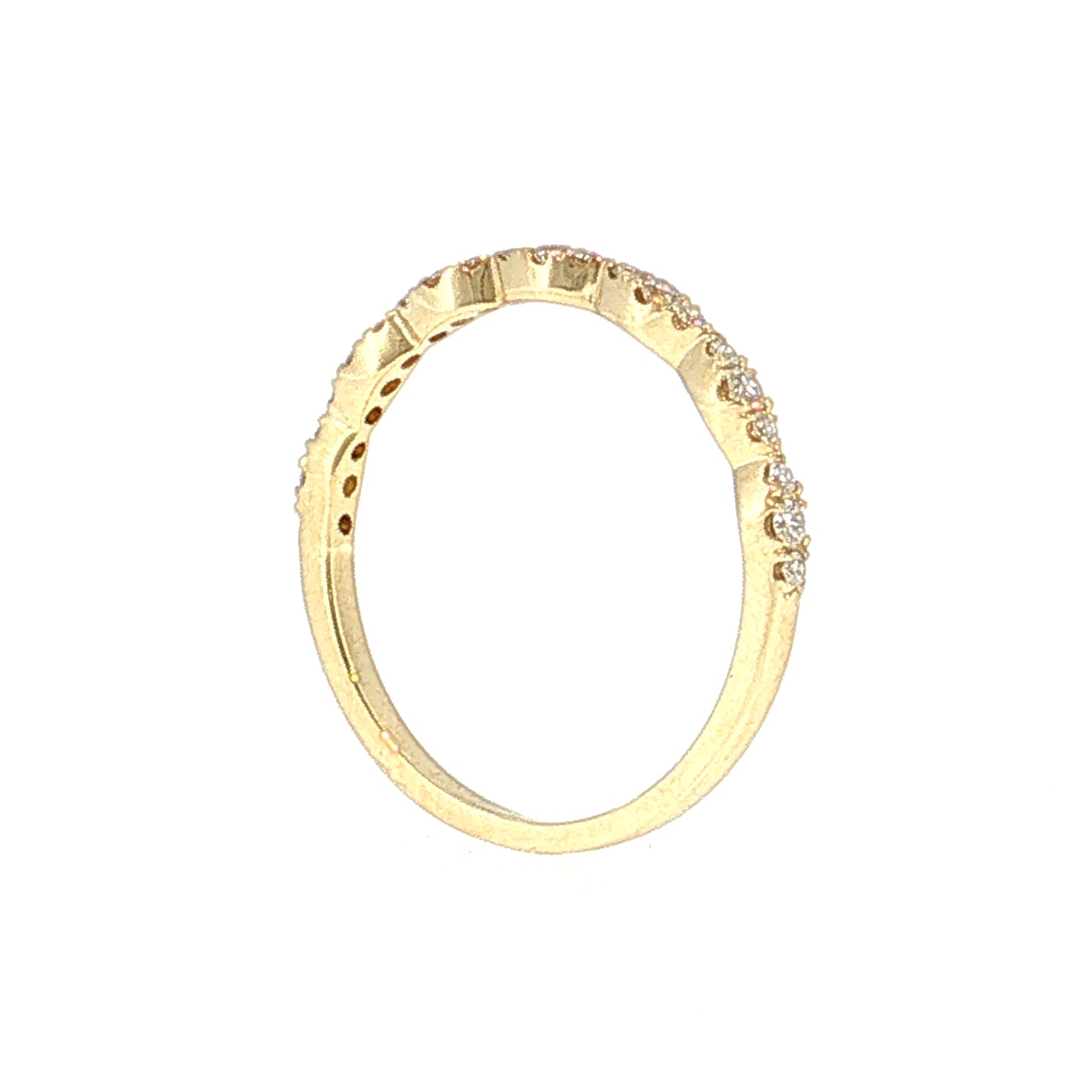 .21 Diamond Pave Stacking Wedding Band 14k Yellow Gold