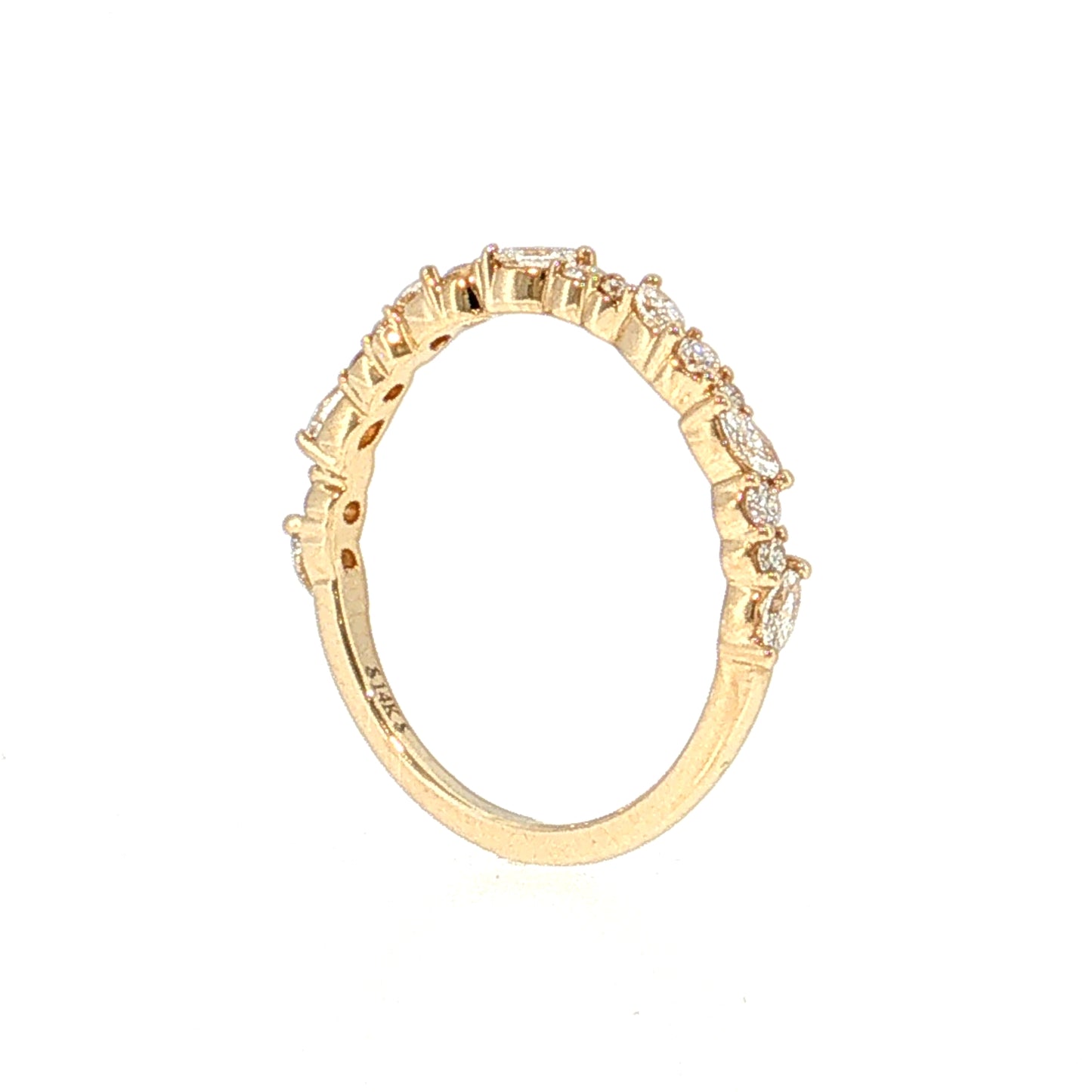 .30 Diamond Cluster Stacking Band 14k White Gold