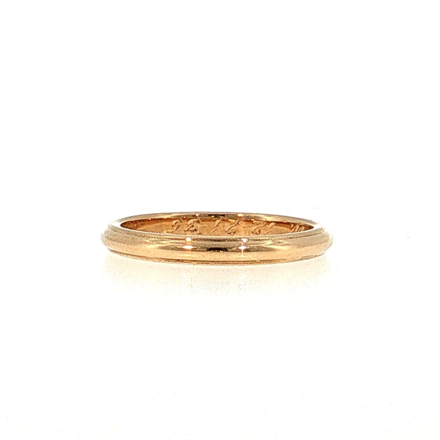 2.5mm Vintage Retro Milgrain Wedding Band 18k Yellow Gold