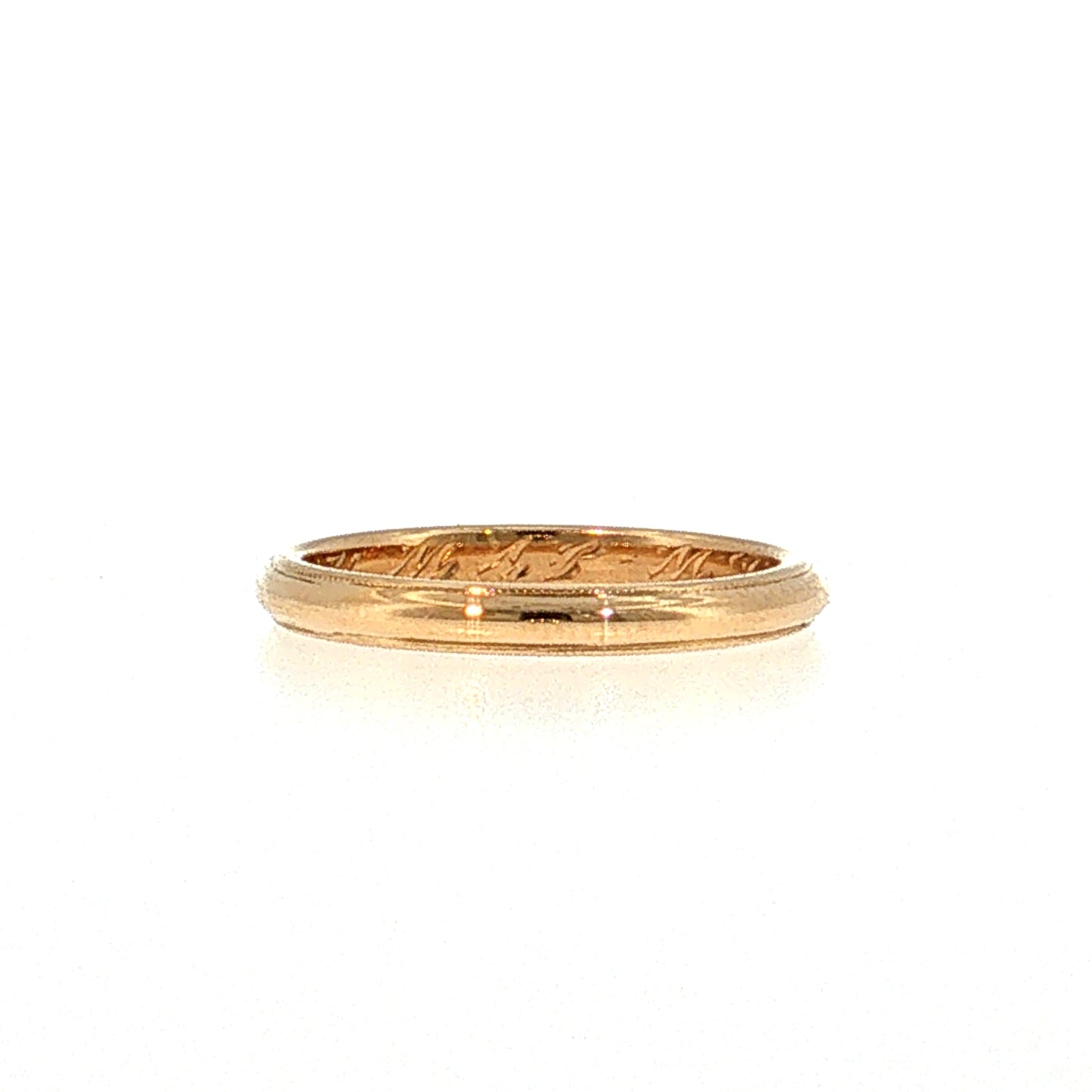 2.5mm Vintage Retro Milgrain Wedding Band 18k Yellow Gold