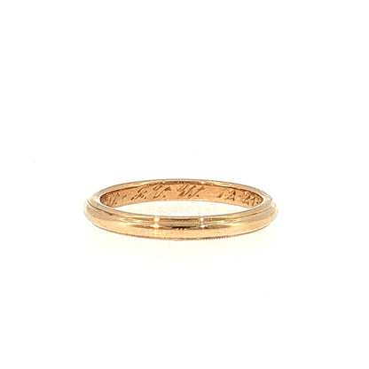 2.5mm Vintage Retro Milgrain Wedding Band 18k Yellow Gold
