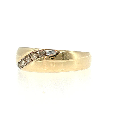Vintage Mid-Century Diamond Wedding Band 10k Yellow Gold