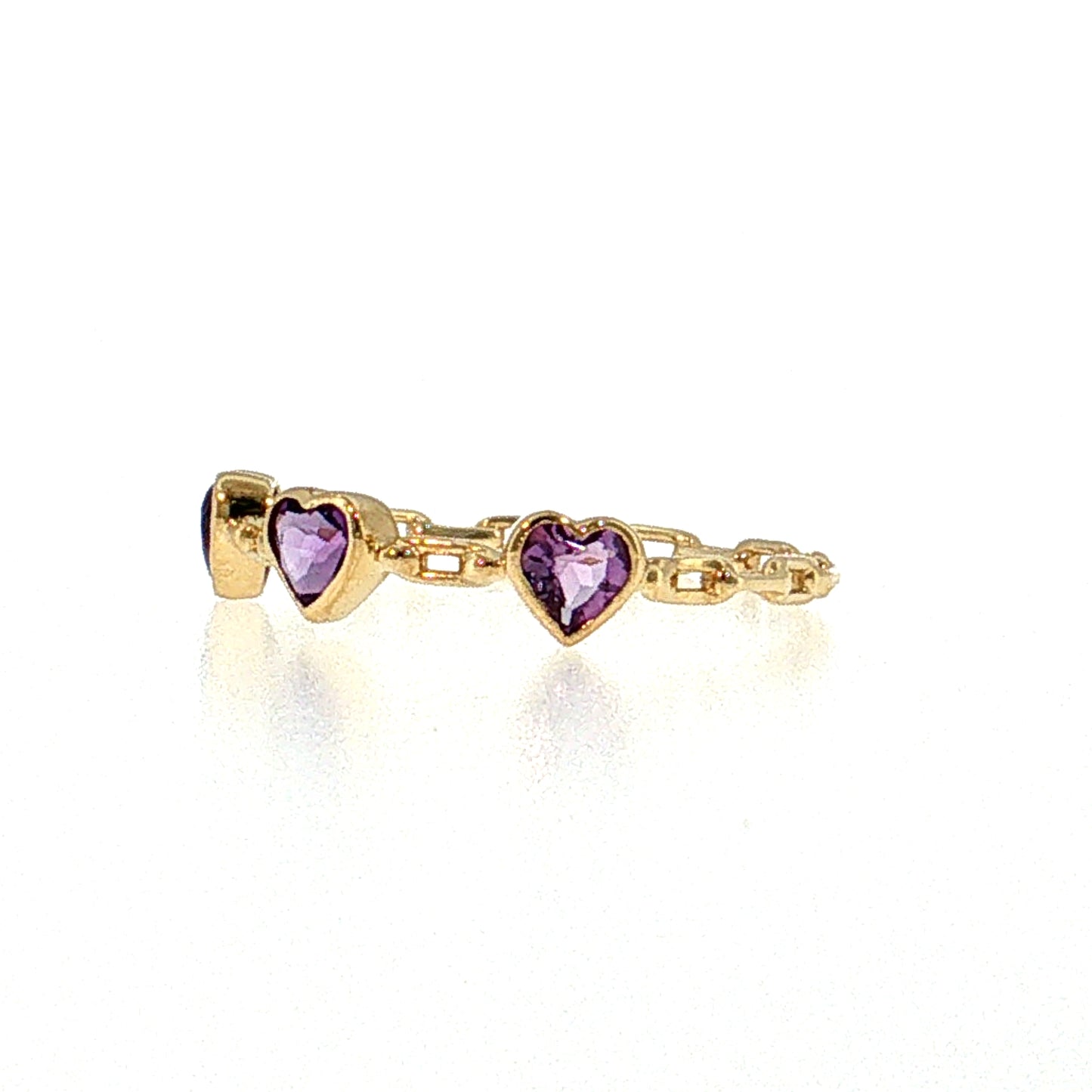 .42 Amethyst Heart Three Stone Stacking Ring 14k