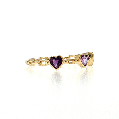 .42 Amethyst Heart Three Stone Stacking Ring 14k