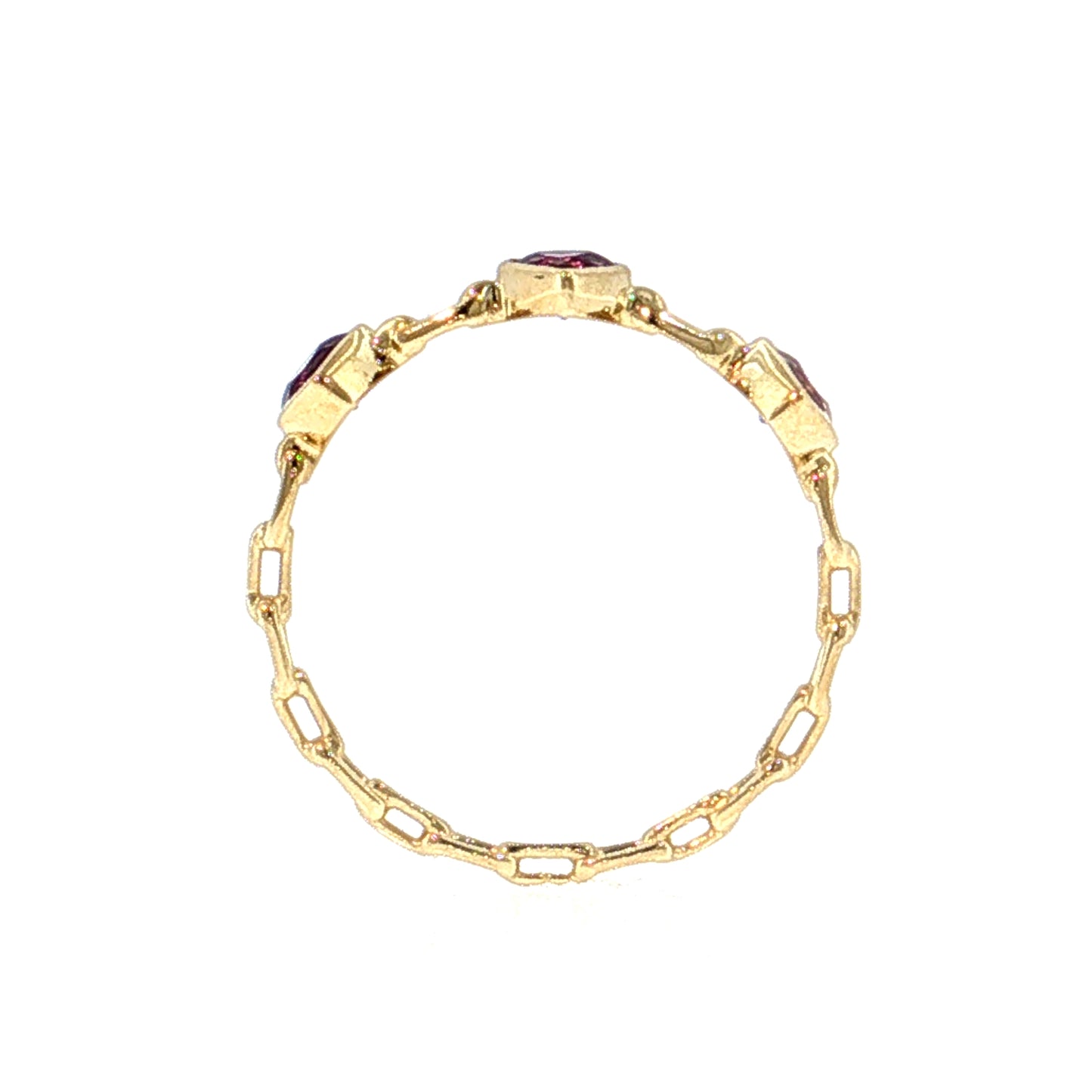 .42 Amethyst Heart Three Stone Stacking Ring 14k