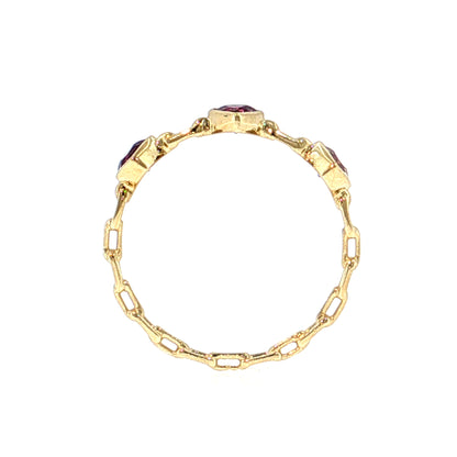 .42 Amethyst Heart Three Stone Stacking Ring 14k