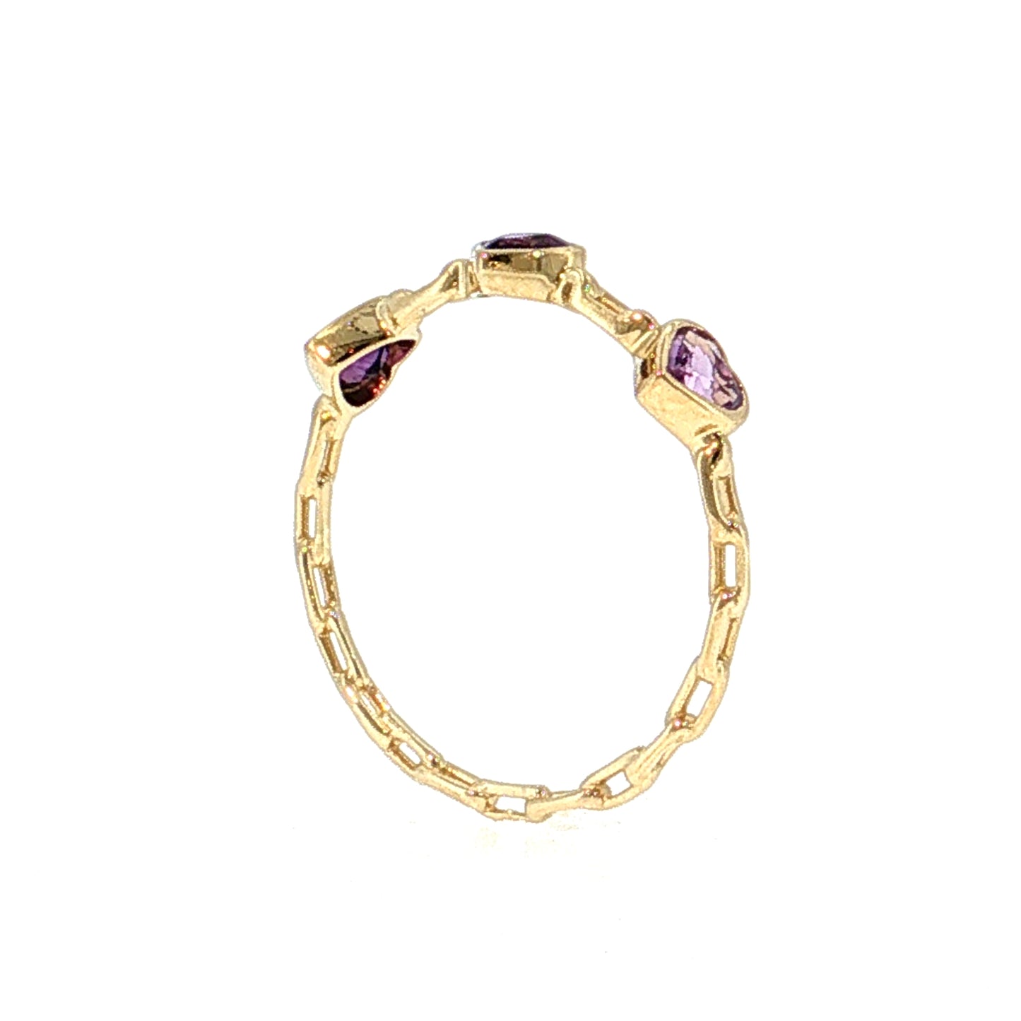 .42 Amethyst Heart Three Stone Stacking Ring 14k