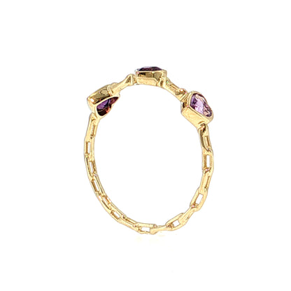.42 Amethyst Heart Three Stone Stacking Ring 14k
