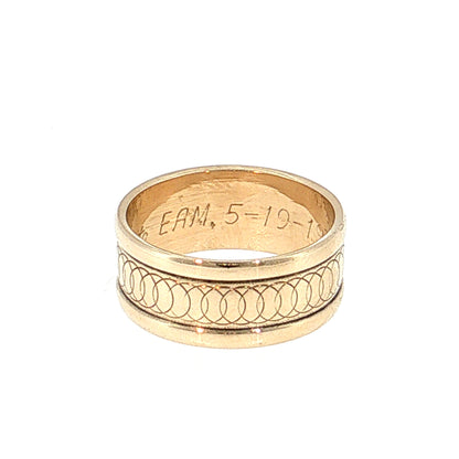 Engraved Wedding Band 14k Yellow Gold