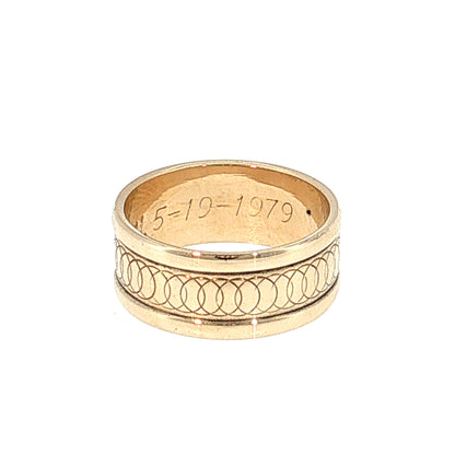 Engraved Wedding Band 14k Yellow Gold