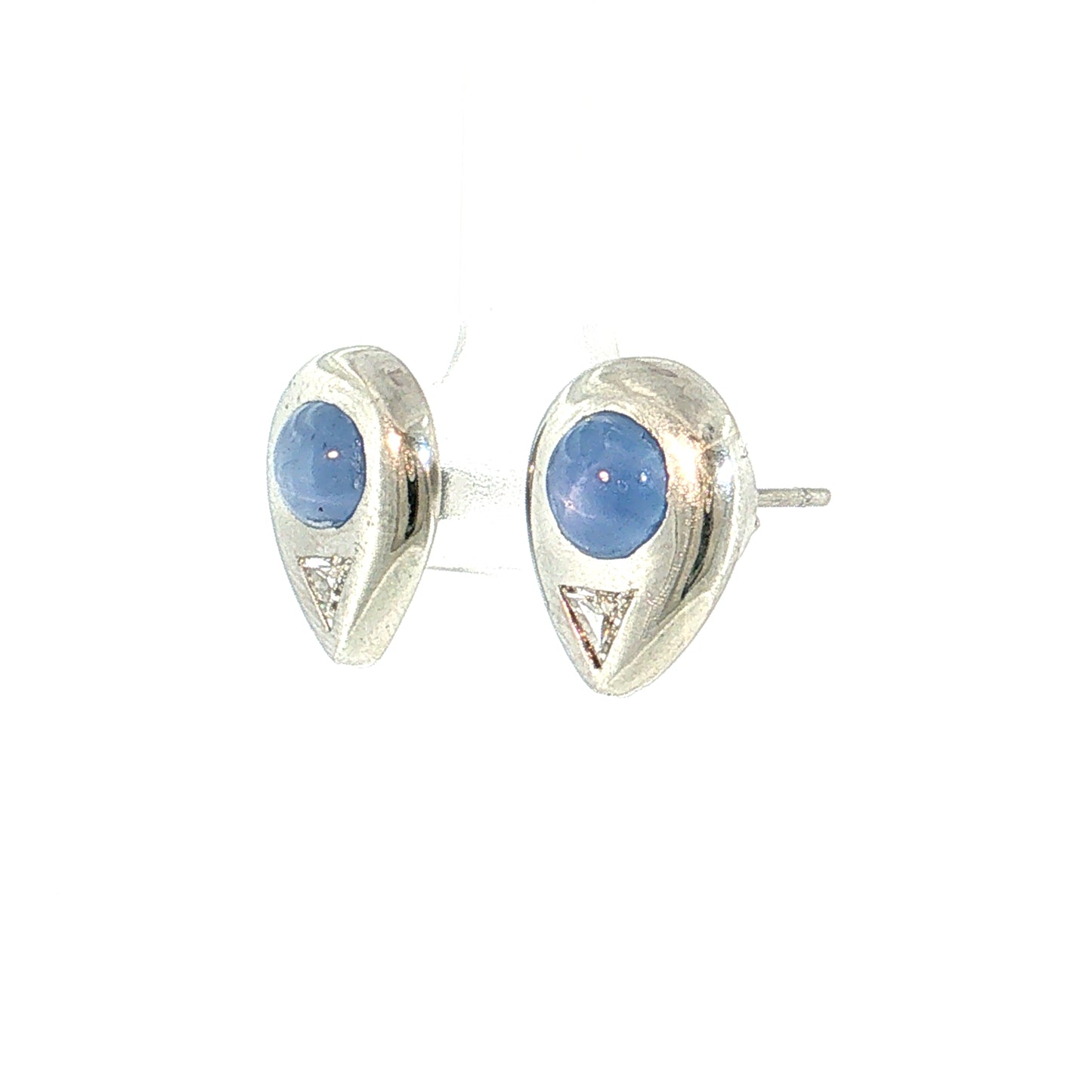 4.20 Star Sapphire & Diamond Stud Earrings Platinum
