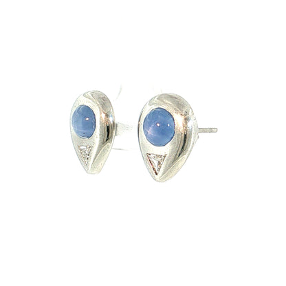 4.20 Star Sapphire & Diamond Stud Earrings Platinum
