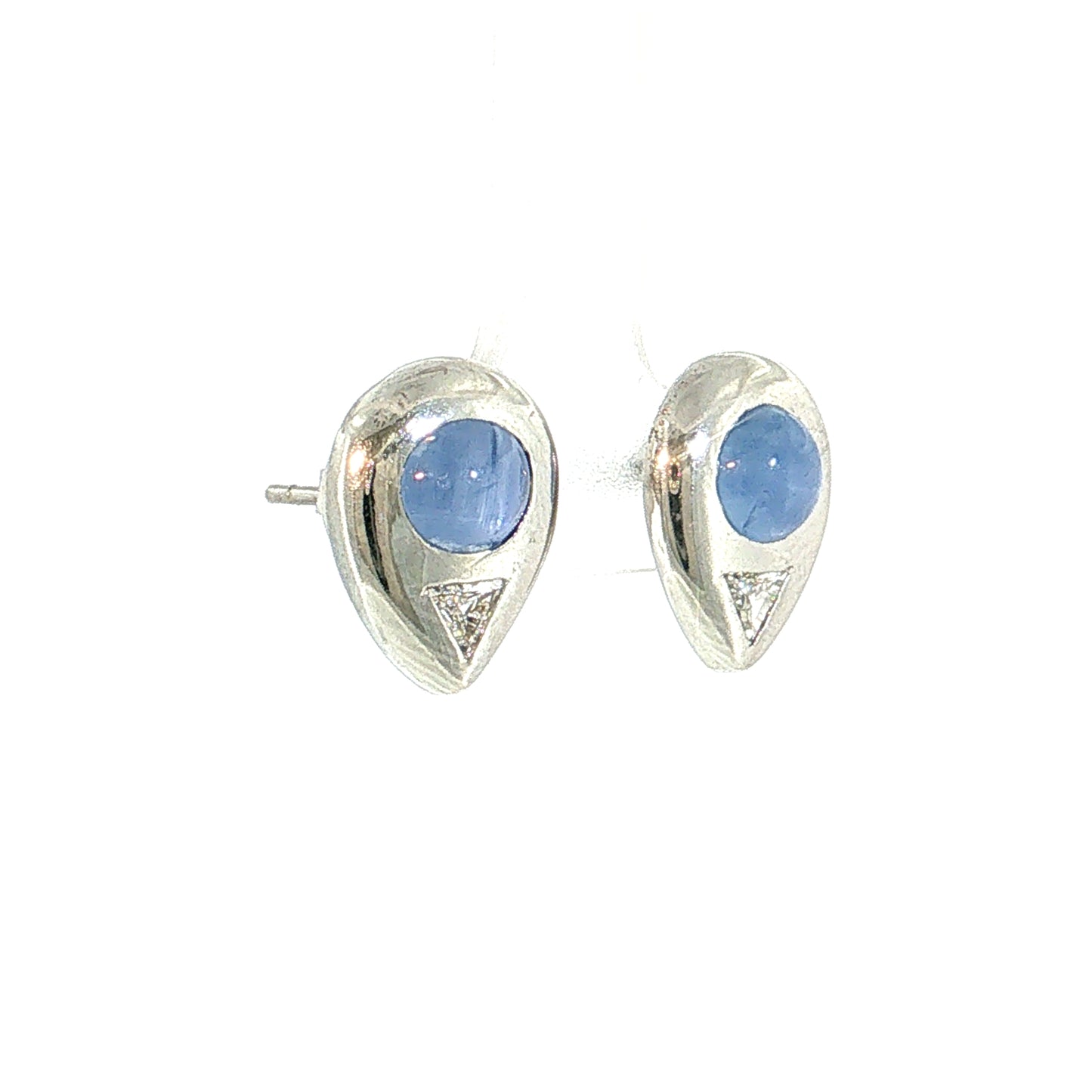4.20 Star Sapphire & Diamond Stud Earrings Platinum