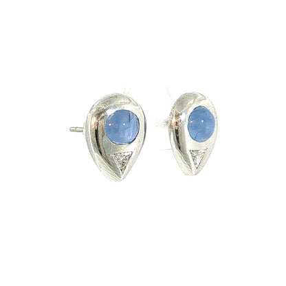 4.20 Star Sapphire & Diamond Stud Earrings Platinum