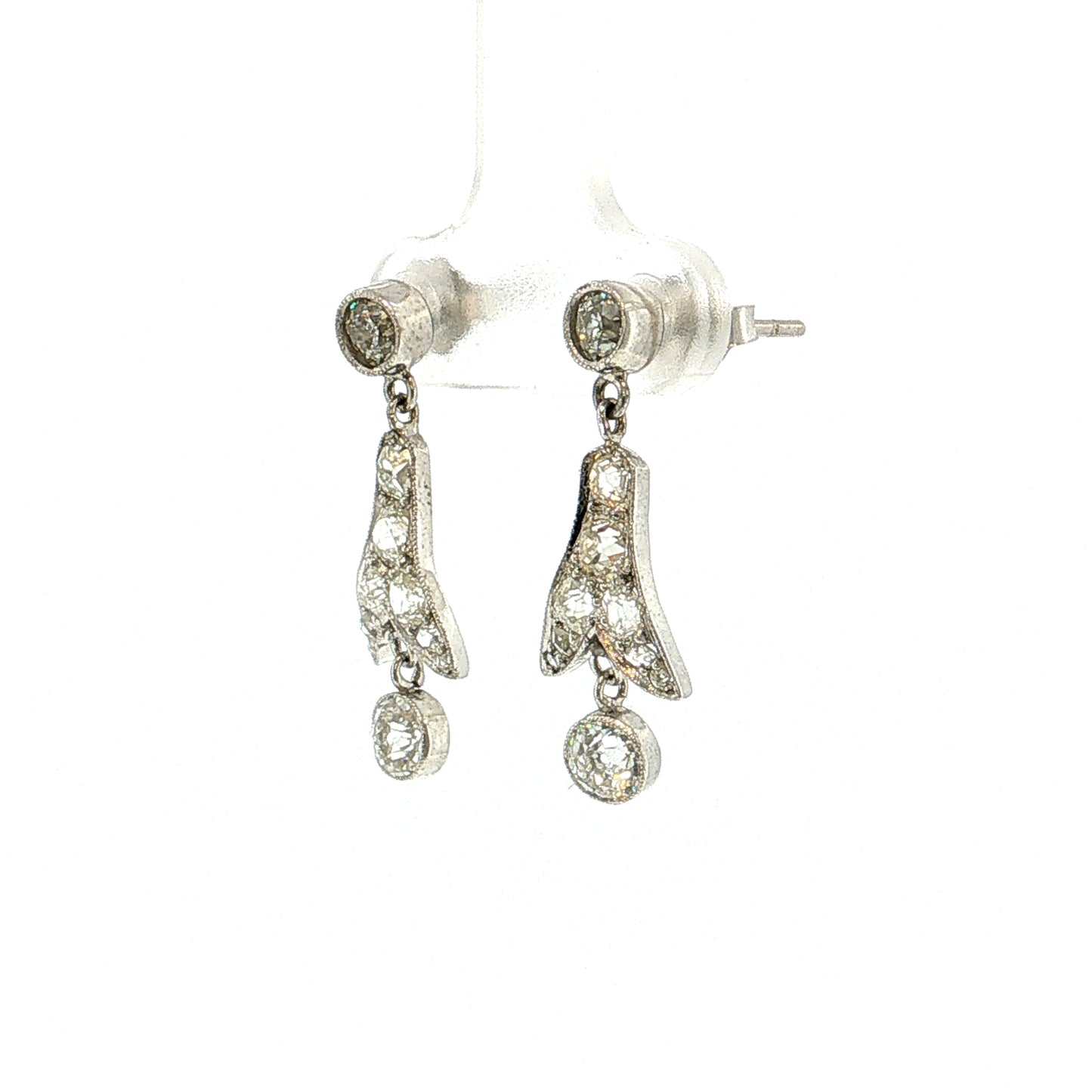 1.48 Art Deco Diamond Drop Earrings Platinum