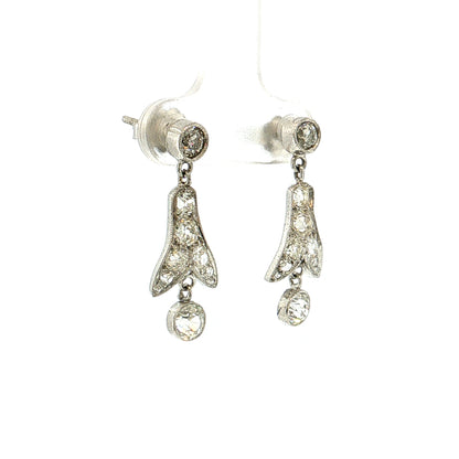 1.48 Art Deco Diamond Drop Earrings Platinum