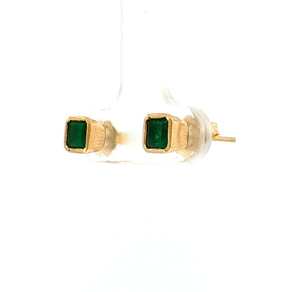 .80 Emerald Stud Earrings 18k Yellow Gold