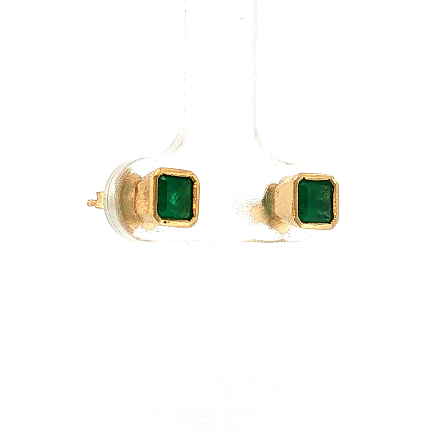 .80 Emerald Stud Earrings 18k Yellow Gold