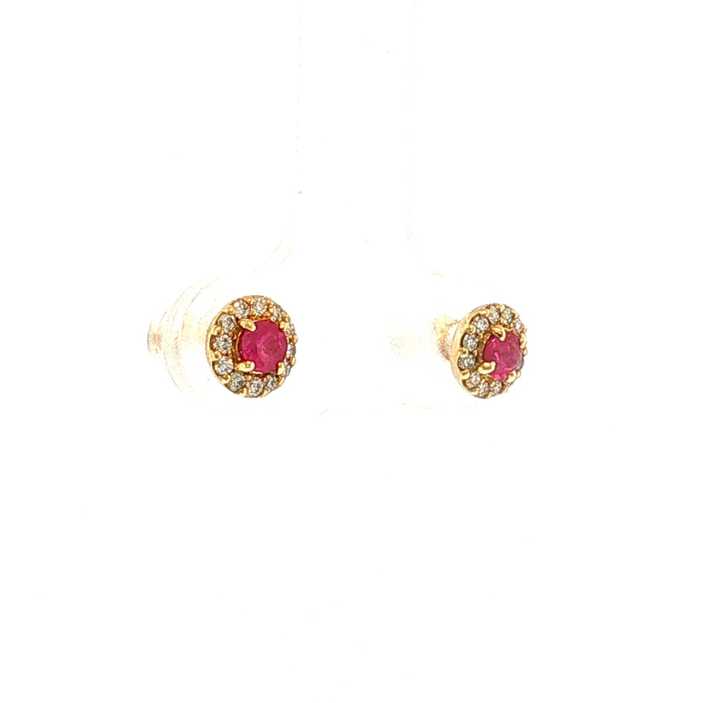 Ruby & Diamond Halo Stud Earrings 18k