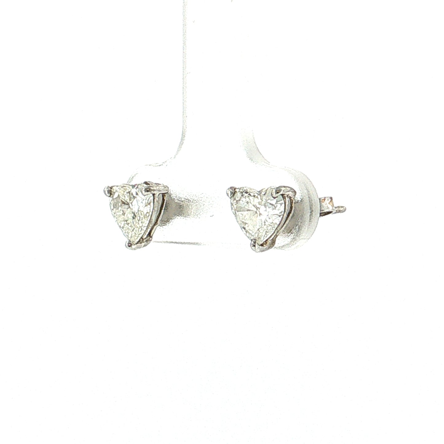 1.50 Heart Diamond Stud Earrings 14k White Gold