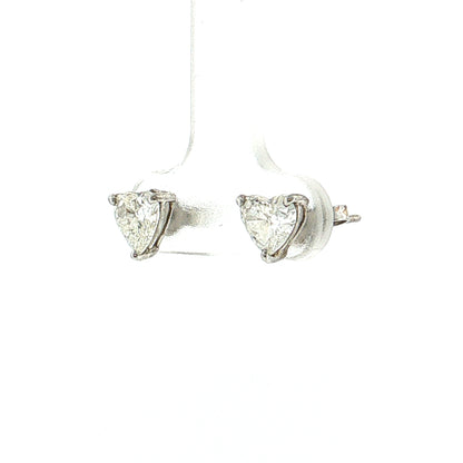 1.50 Heart Diamond Stud Earrings 14k White Gold