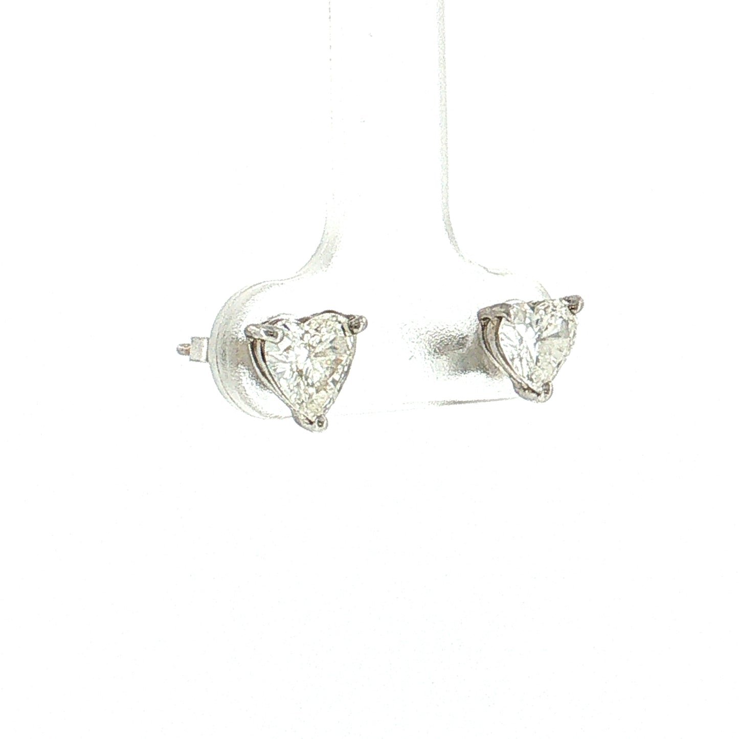 1.50 Heart Diamond Stud Earrings 14k White Gold