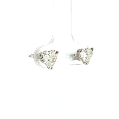 1.50 Heart Diamond Stud Earrings 14k White Gold