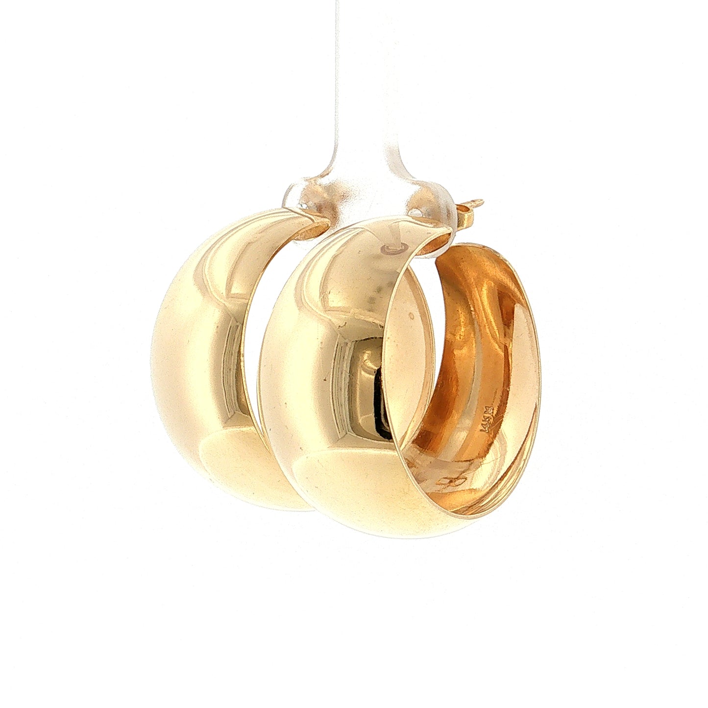 Wide Tapered Hoop Earrings 14k Yellow Gold