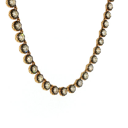 12.58 Old European Diamond Tennis Necklace 18k