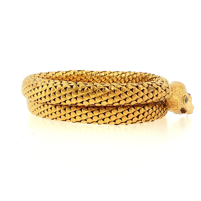 .22 Victorian Diamond & Ruby Snake Bracelet 14k