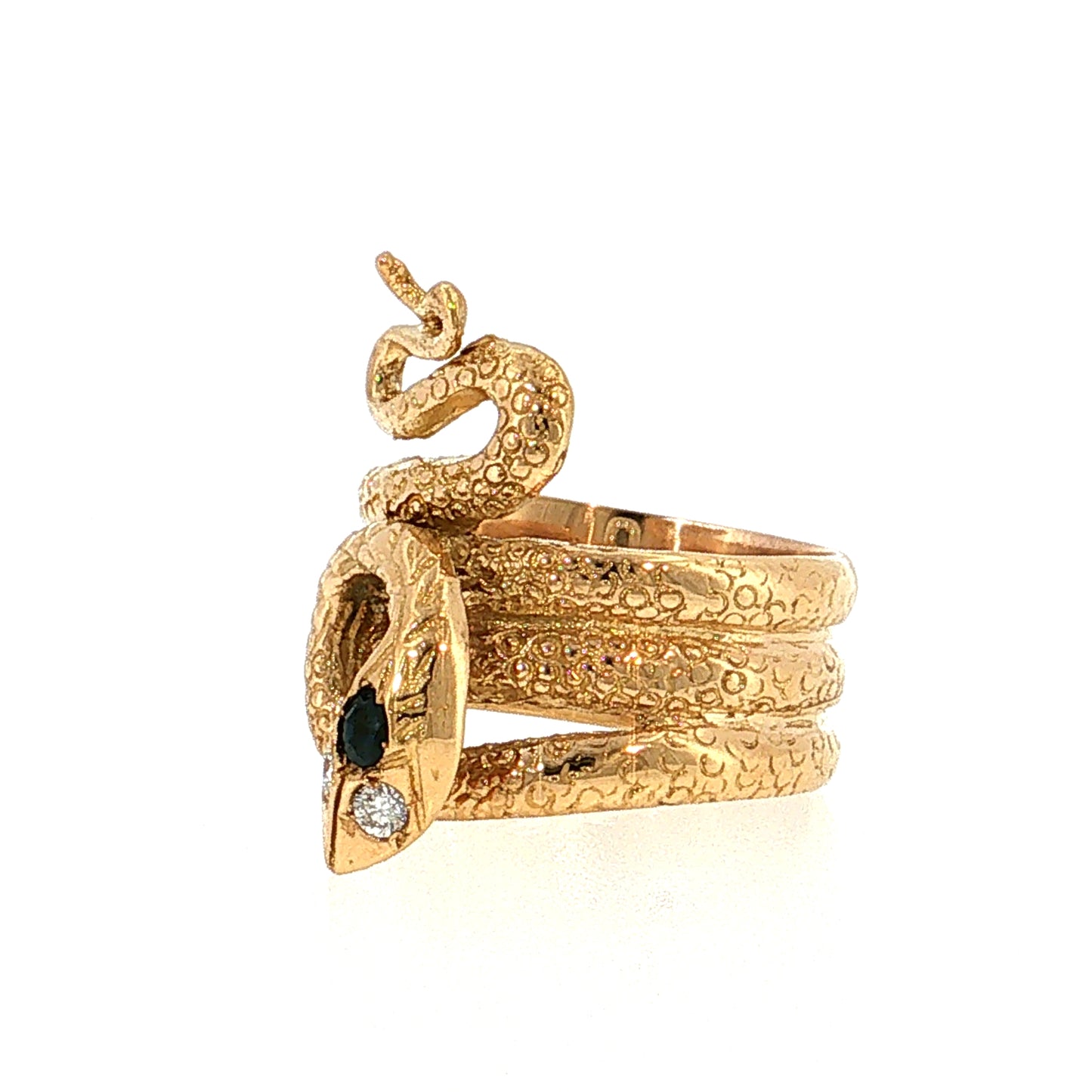 Victorian Sapphire & Diamond Snake Cocktail Ring 14k