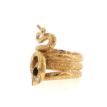 Victorian Sapphire & Diamond Snake Cocktail Ring 14k