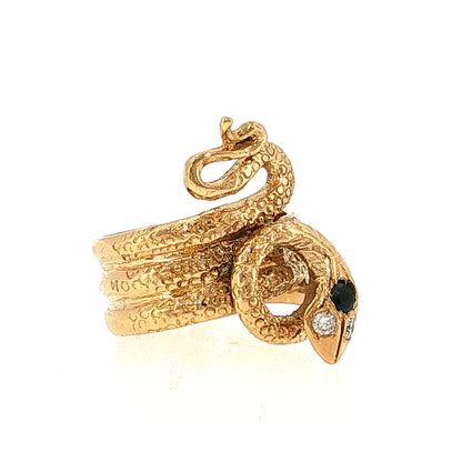 Victorian Sapphire & Diamond Snake Cocktail Ring 14k